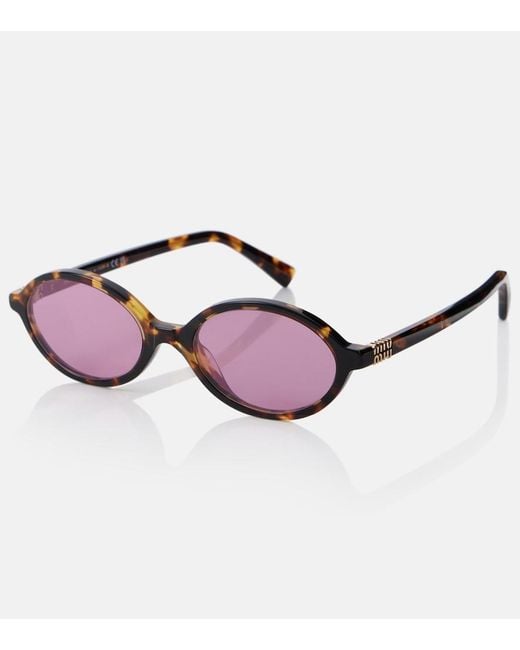 Miu Miu Pink Miu Regard Round Sunglasses