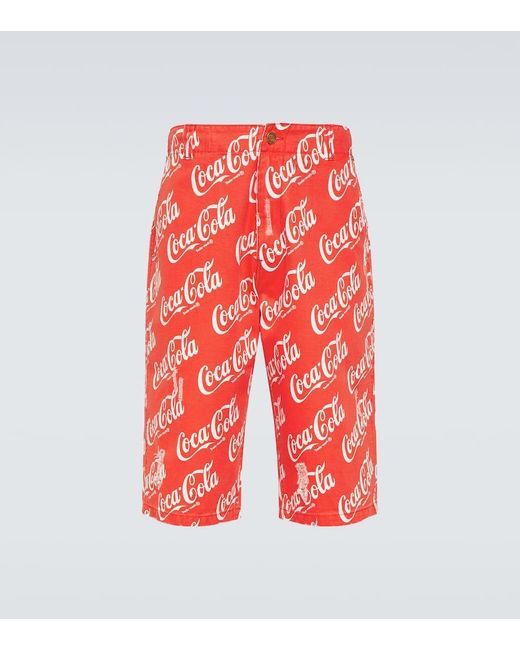 ERL Bedruckte Bermuda-Shorts Aus Baumwoll-Canvas in Red für Herren