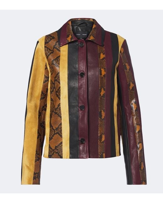 Proenza Schouler Brown Sirine Snake-Effect Striped Leather Jacket