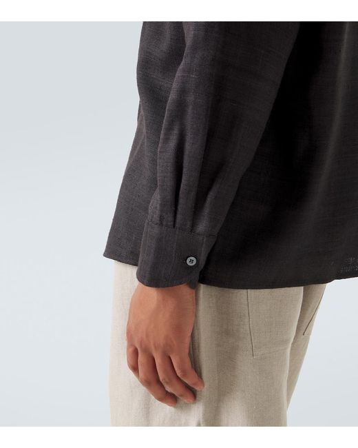 Saman Amel Black Regis Silk Shirt Jacket for men