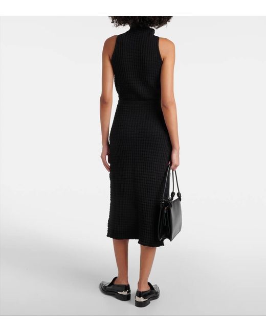 Jil Sander Black A-line Cotton Boucle Midi Skirt