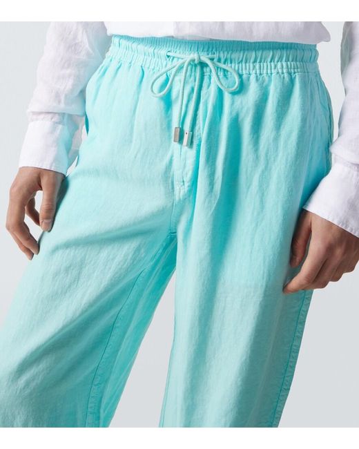 Vilebrequin Blue Linen Wide-Leg Pants for men