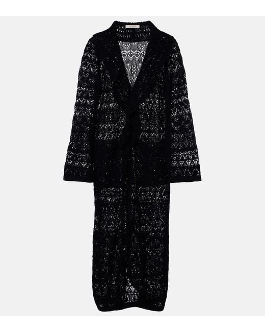 Dorothee Schumacher Black Cotton-Blend Crochet Coat