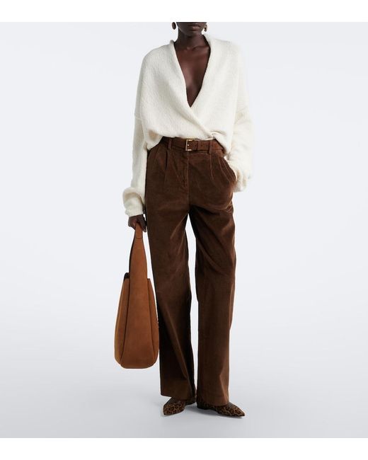 AYA MUSE Brown Aven Cotton-Blend Corduroy Wide-Leg Pants