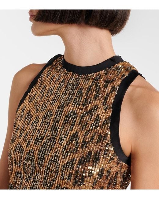 Roberto Cavalli Metallic Sequined Leopard-Print Minidress