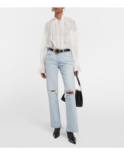 Re/done Blue '90S High-Rise Straight Jeans