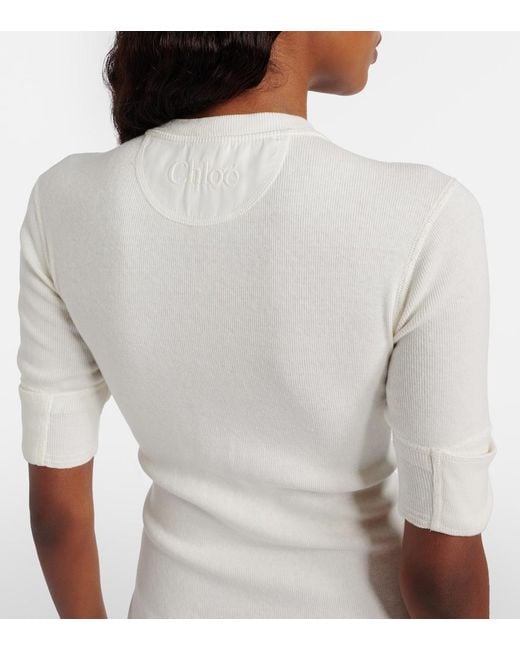 Chloé White Cotton Jersey Shirt Dress