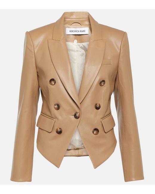 Veronica Beard Natural Cooke Single-breasted Faux Leather Jacket