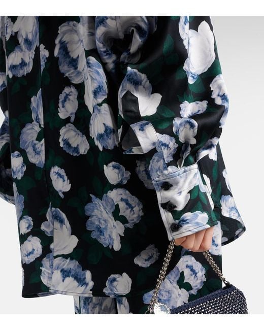 Stella McCartney Black Floral Satin Blouse