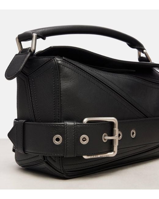 Loewe Black Puzzle Biker Small Leather Tote Bag