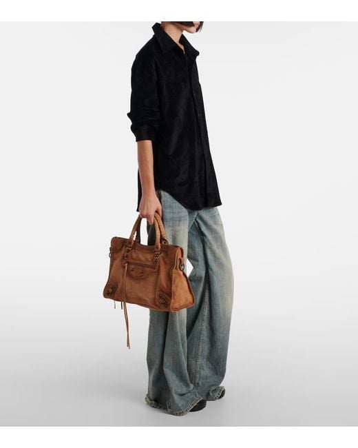 Balenciaga Brown Le City Medium Suede Tote Bag