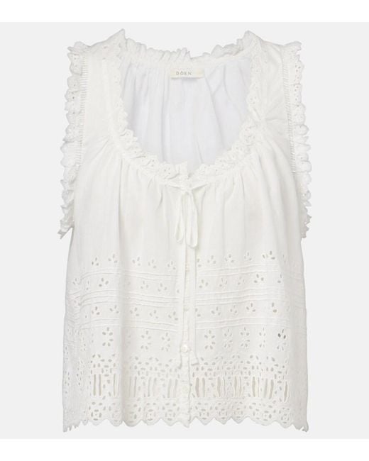 Doen White Toussine Broderie Anglaise Cotton Top