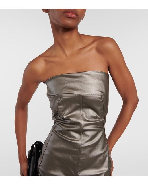 Rick Owens Gray Lido Corset Coated Denim Gown