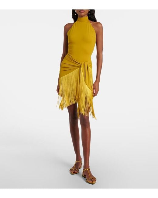 Taller Marmo Yellow Artemis Fringed Beach Cover-Up And Swimsuit