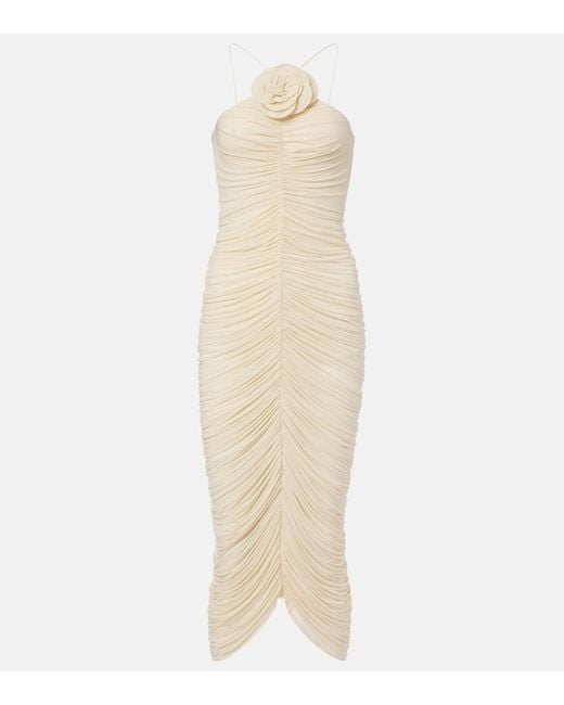 Magda Butrym Natural Ruched Halterneck Midi Dress