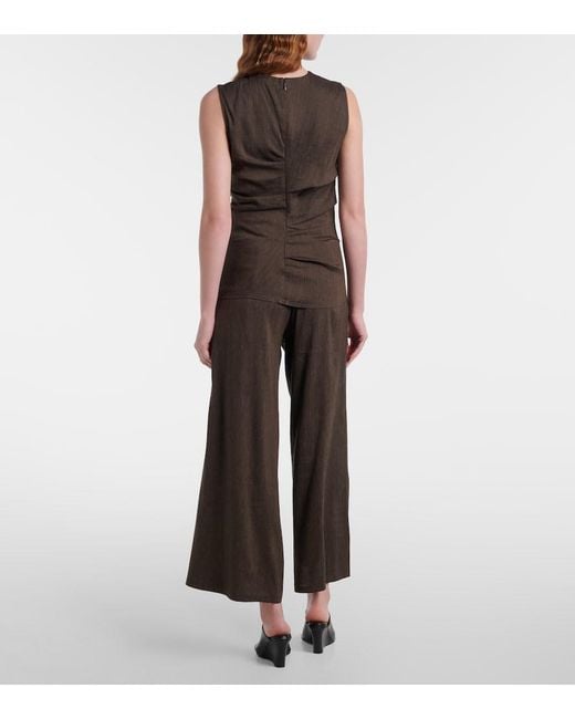 Proenza Schouler Brown Calla Linen-Blend Wide-Leg Pants