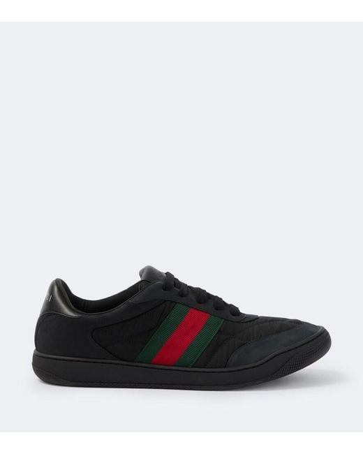Gucci Black Screener Leather-Trimmed Sneakers for men
