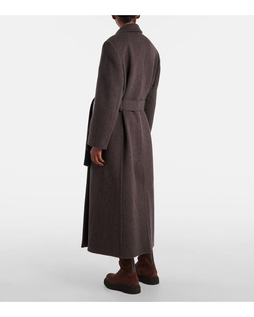 Brunello Cucinelli Brown Wool And Cashmere Wrap Coat