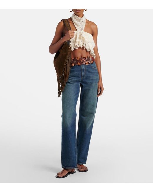 Isabel Marant Natural Dunvel Crochet Halterneck Crop Top