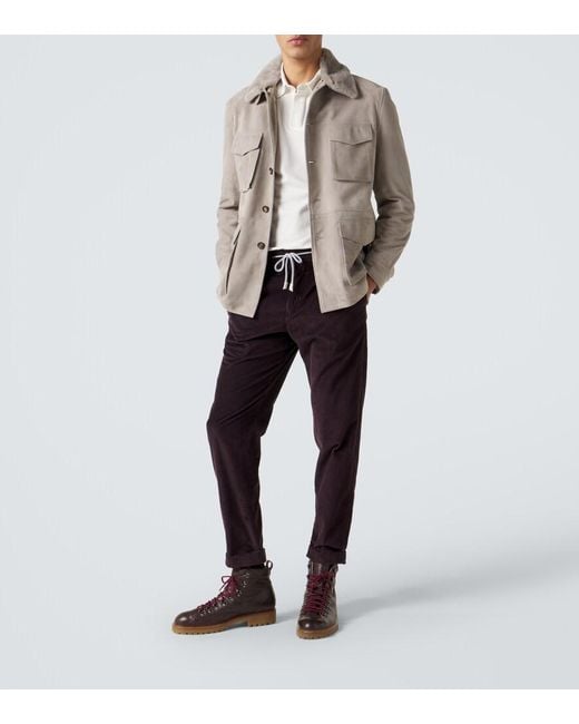Eleventy Blue Cotton And Cashmere Corduroy Slim Pants for men