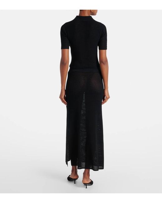 Victoria Beckham Black Pointelle Midi Skirt