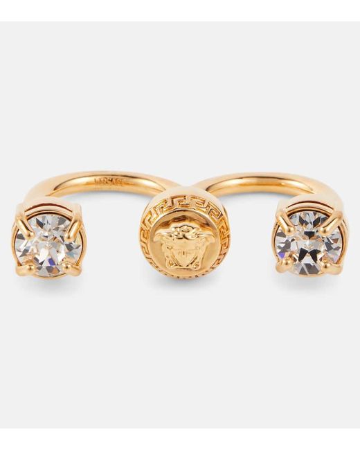 Versace Metallic Medusa Crystal-embellished Ring