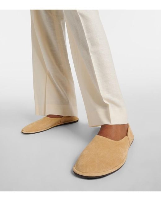 The Row Natural Canal Suede Slip-On Shoes