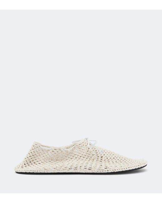 Christen White Mandala Crochet Leather-Trimmed Flats