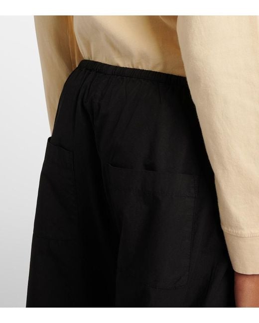Leset Black Kyoto Cropped Cotton Wide-Leg Pants
