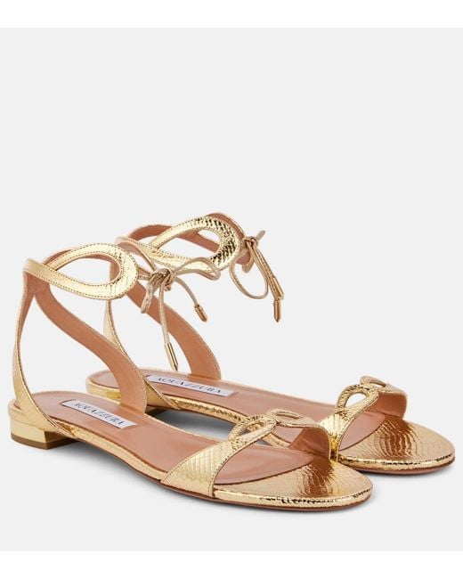 Aquazzura Tessa Metallic Leather Sandals