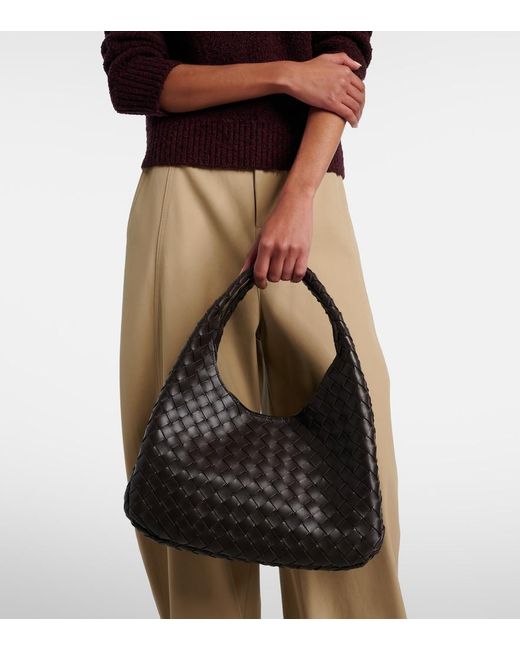 Bottega Veneta Black Campana Intrecciato Leather Shoulder Bag