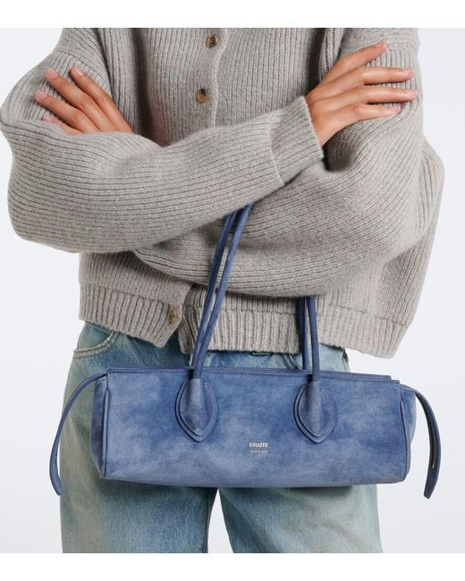 Khaite Blue Donna Medium Suede Shoulder Bag