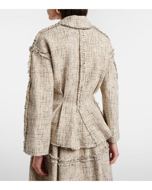Erdem Natural Cotton-Blend Tweed Peplum Jacket