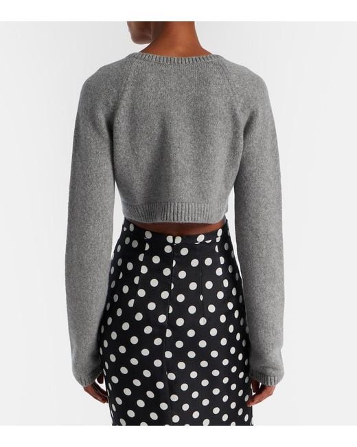 Khaite Gray Steph Cropped Cashmere Cardigan