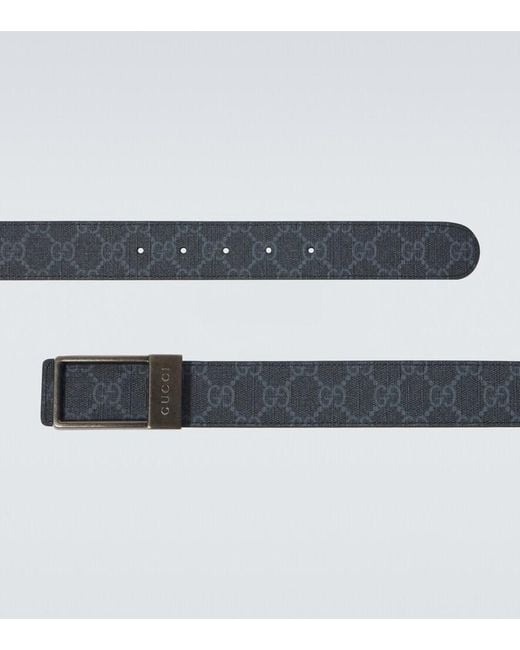 Gucci Black Gg Canvas Reversible Leather Belt for men