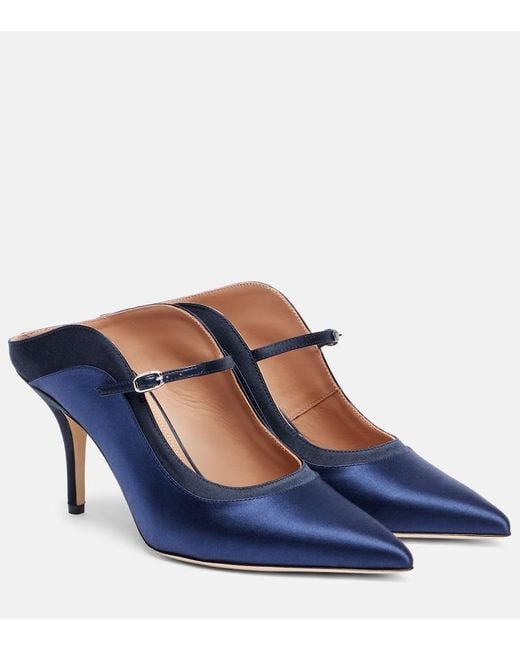 Malone Souliers Blue Delphi 70 Satin Pumps