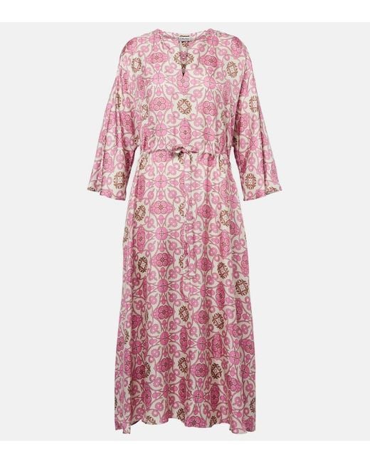 Robe Longue Fulvia Imprimee En Soie Max Mara en coloris Pink
