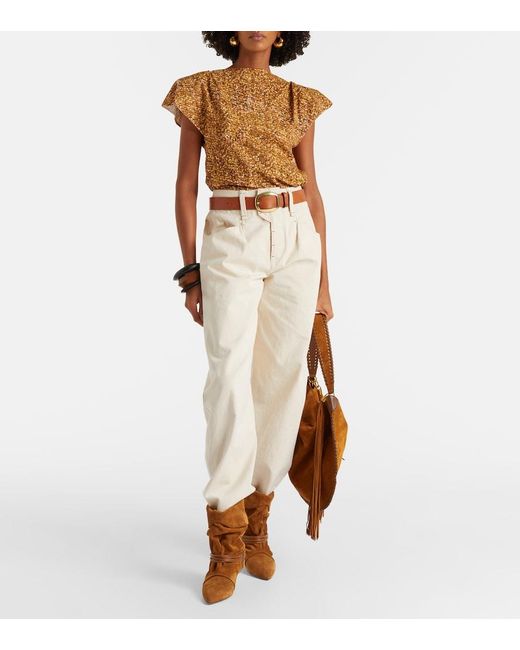 Isabel Marant Yellow Sebani Asymmetric Cotton T-Shirt
