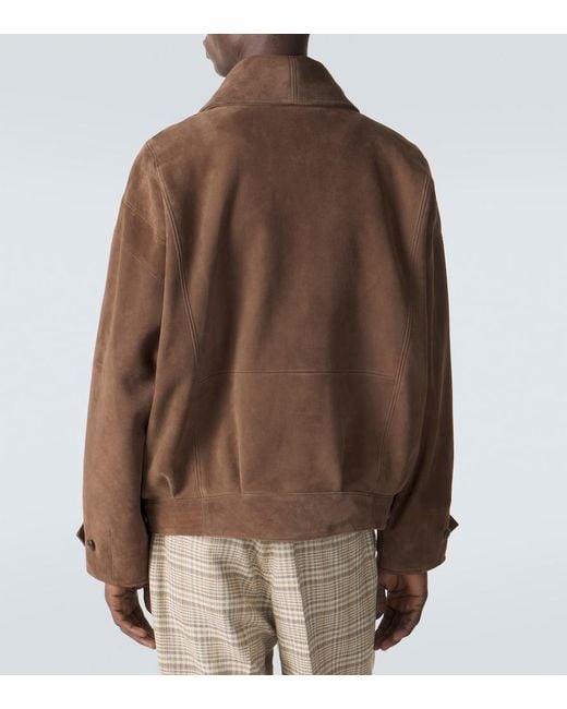 Auralee Brown Suede Blouson Jacket for men