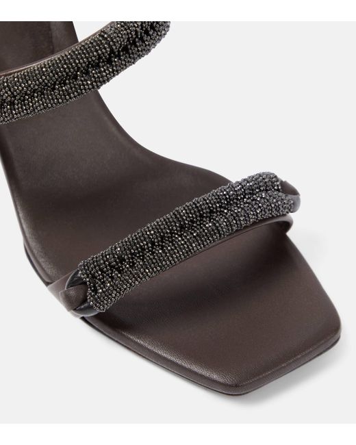 Brunello Cucinelli Brown Leather Wedge Sandals