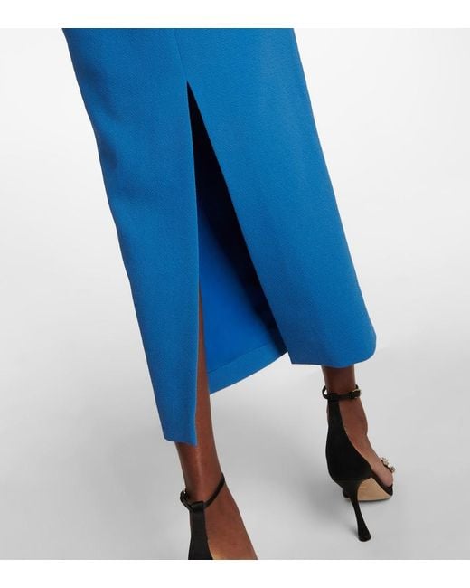 Emilia Wickstead Blue Niesha Crepe Midi Dress