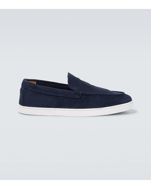 Christian Louboutin Slip-Ons Varsiboat Aus Veloursleder in Blue für Herren