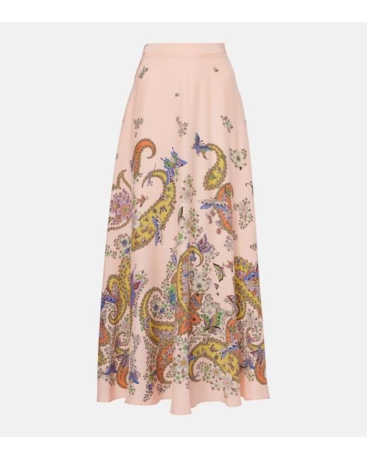 Etro Pink Maxirock Aus Crepe De Chine Aus Seide