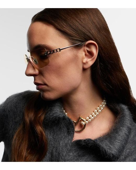 Gucci Natural Signoria Rectangular Glasses