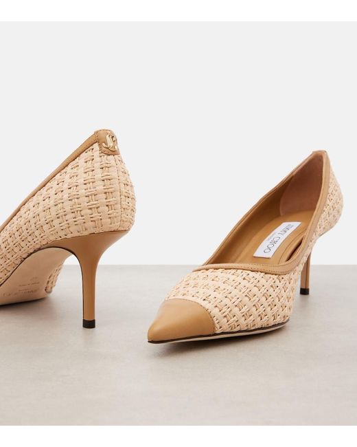 Jimmy Choo Brown Love 65 Raffia-Effect Pumps