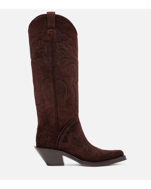Gabriela Hearst Brown Capitana Suede Cowboy Boots