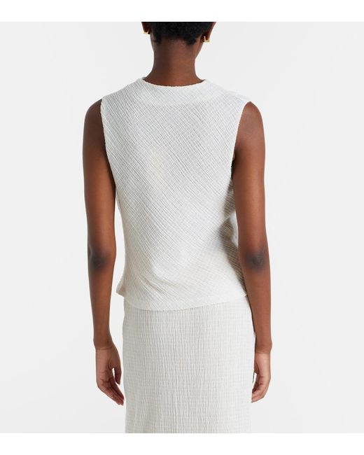 Vince White Draped Knitted Top
