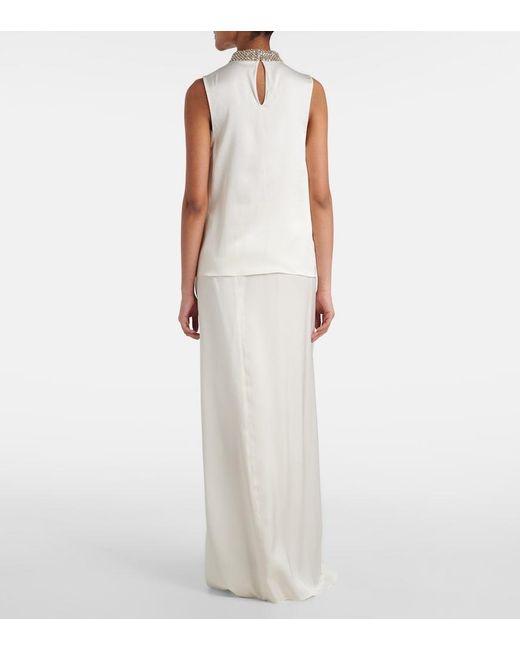 Tom Ford White Embellished Silk Satin Top