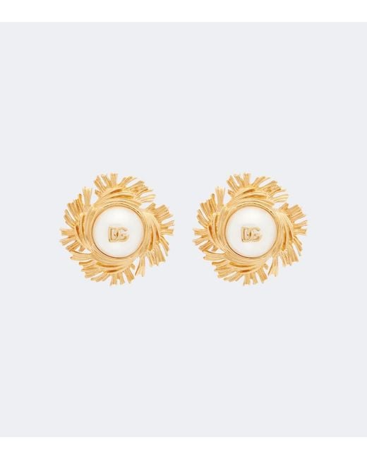 Dolce & Gabbana Metallic Dg Embellished Clip-On Earrings