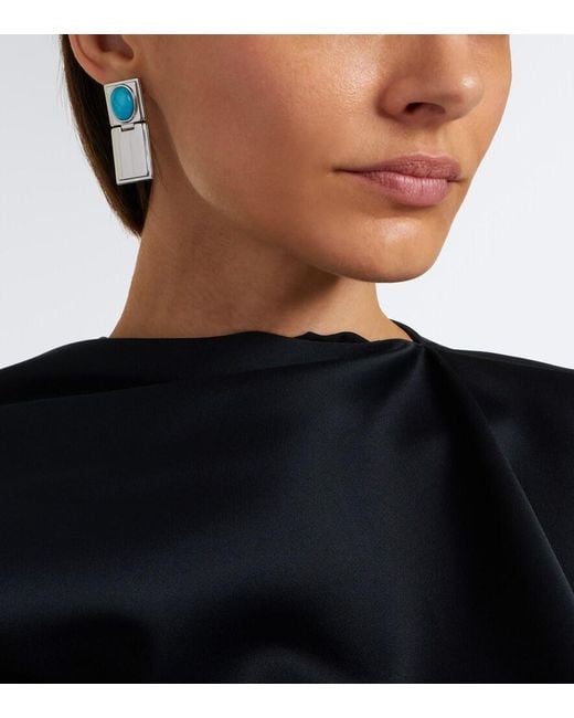 DEHANCHE Blue Embellished Pendant Earrings